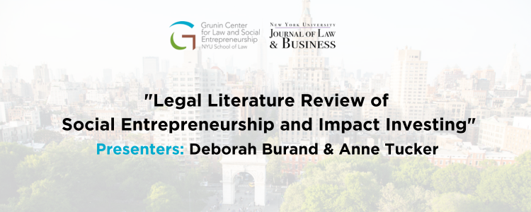 "Legal Literature Review of  Social Entrepreneurship and Impact Investing" title slide