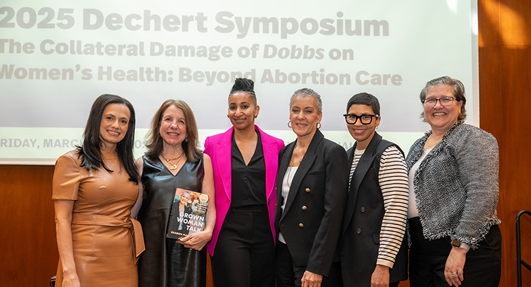 Alexis McGill Johnson, Jennifer Weiss-Wolf, Versha Pleasant, Sharon Malone, Melissa Murray, and Margaret E. Johnson at 2025 Dechert Symposium