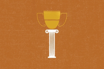 Illustration of trophy on top of column to represent award in law
