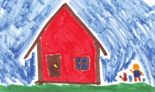Child's drawing of a house