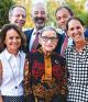 front row: Jean Moran Kaplan (not pictured), Shari Aronson, Justice Ruth Bader Ginsburg, and Elisabeth Chasin; back row: Jeffrey Aronson ’83, Stephen Kaplan ’83, and Charles Chasin ’83. 