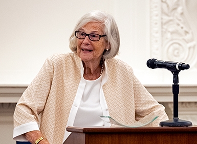 Sally Katzen at lectern